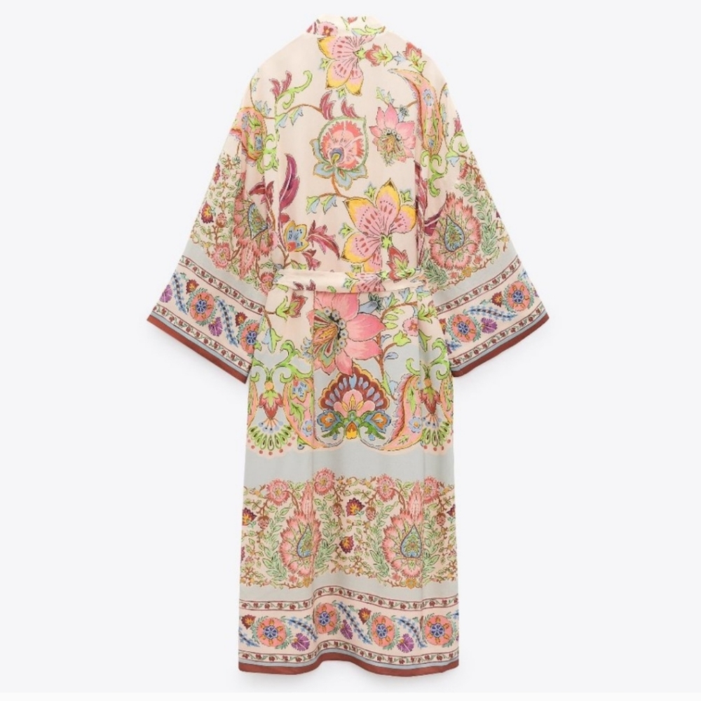 Zara Floral Printed Belted Kimono